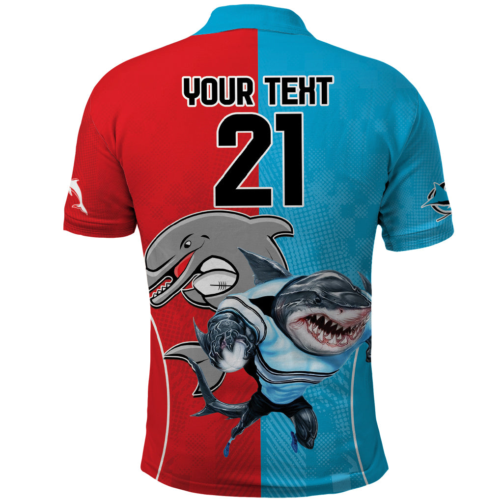 Custom Dolphins and Shark Polo Shirt Together Sporty Style