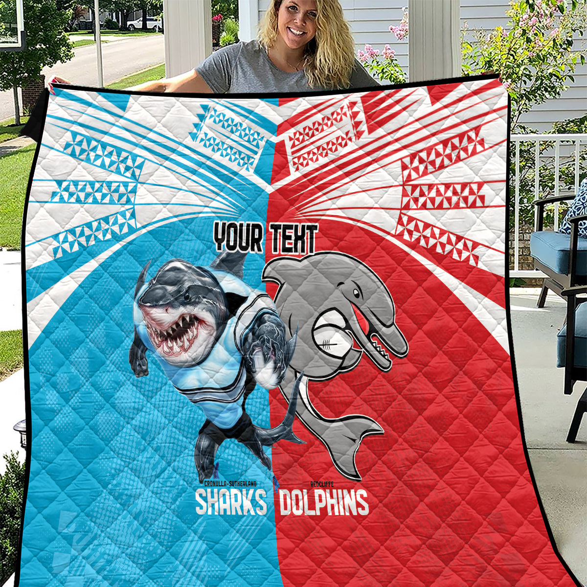 Custom Dolphins and Shark Quilt Together Sporty Style