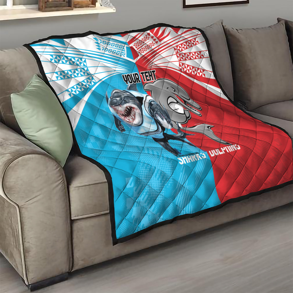 Custom Dolphins and Shark Quilt Together Sporty Style