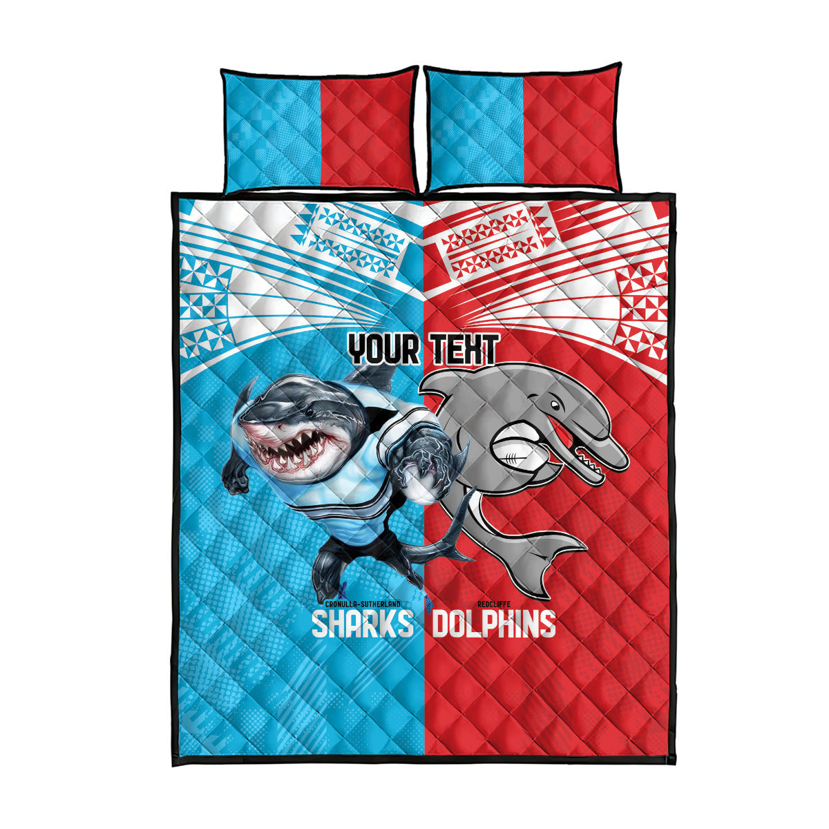 Custom Dolphins and Shark Quilt Bed Set Together Sporty Style