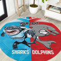 Custom Dolphins and Shark Round Carpet Together Sporty Style