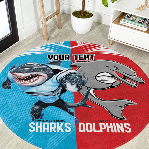 Custom Dolphins and Shark Round Carpet Together Sporty Style