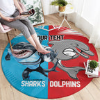 Custom Dolphins and Shark Round Carpet Together Sporty Style