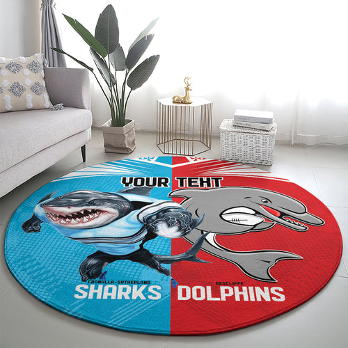 Custom Dolphins and Shark Round Carpet Together Sporty Style