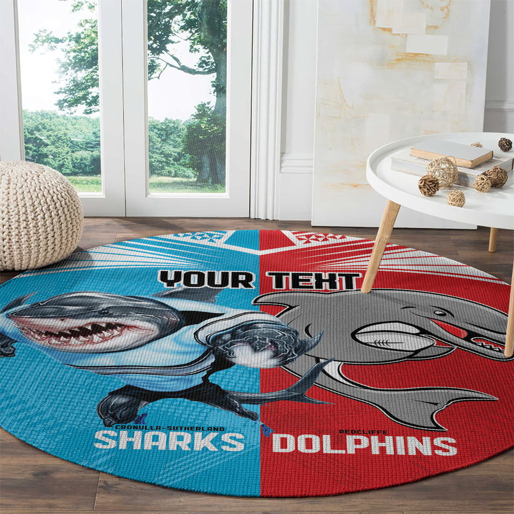 Custom Dolphins and Shark Round Carpet Together Sporty Style