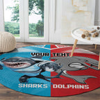 Custom Dolphins and Shark Round Carpet Together Sporty Style