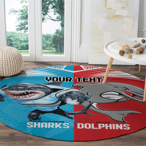 Custom Dolphins and Shark Round Carpet Together Sporty Style
