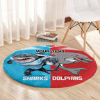 Custom Dolphins and Shark Round Carpet Together Sporty Style