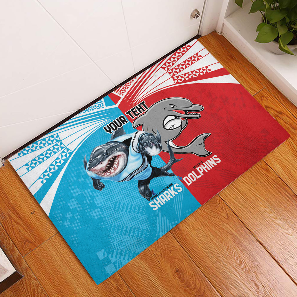Custom Dolphins and Shark Rubber Doormat Together Sporty Style