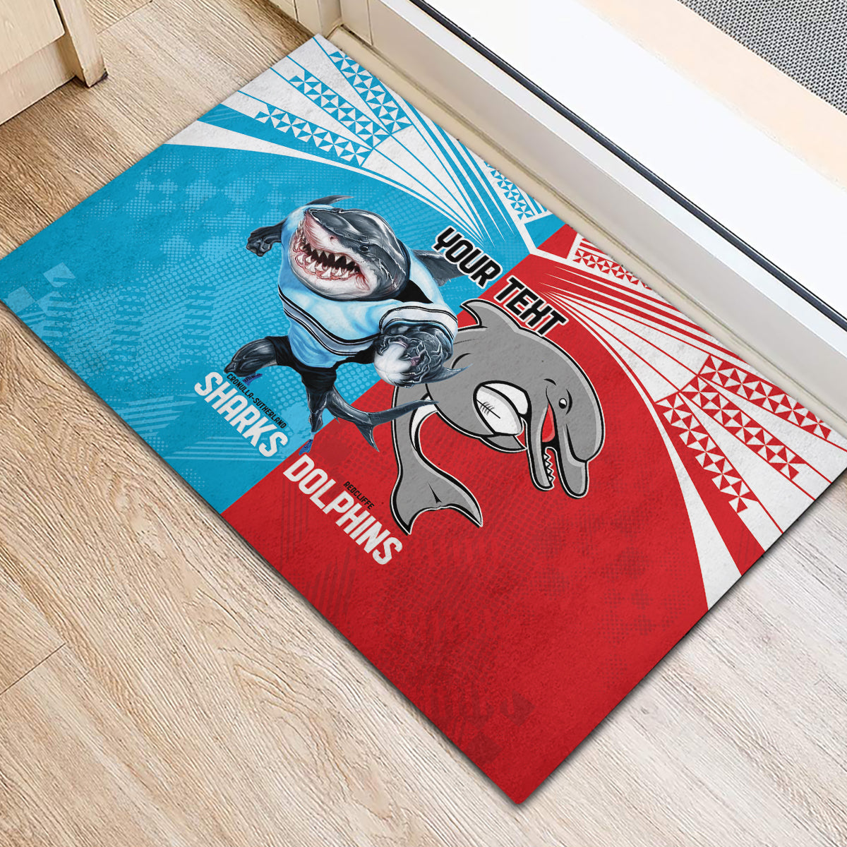 Custom Dolphins and Shark Rubber Doormat Together Sporty Style