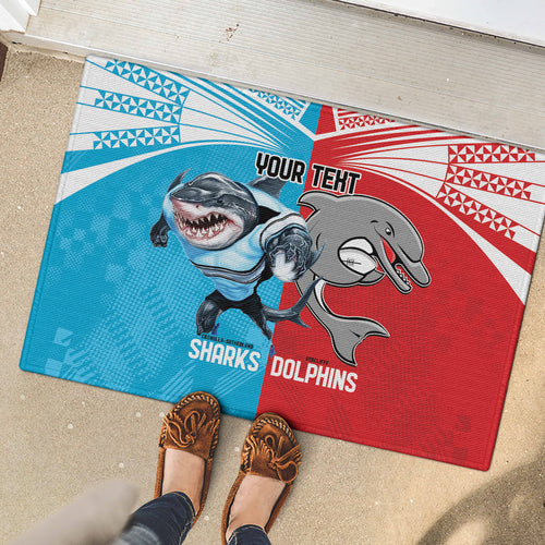 Custom Dolphins and Shark Rubber Doormat Together Sporty Style