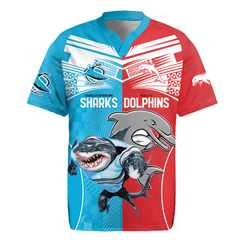 Custom Dolphins and Shark Rugby Jersey Together Sporty Style