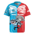 Custom Dolphins and Shark Rugby Jersey Together Sporty Style