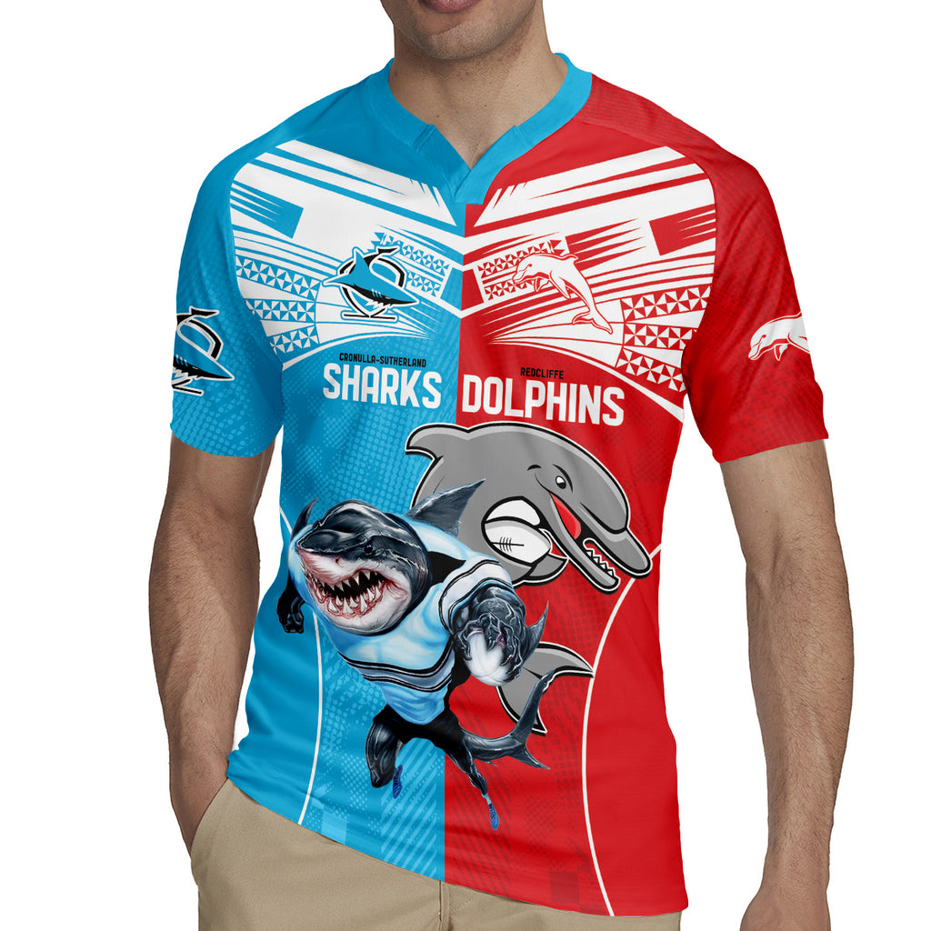 Custom Dolphins and Shark Rugby Jersey Together Sporty Style