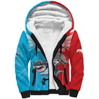 Custom Dolphins and Shark Sherpa Hoodie Together Sporty Style