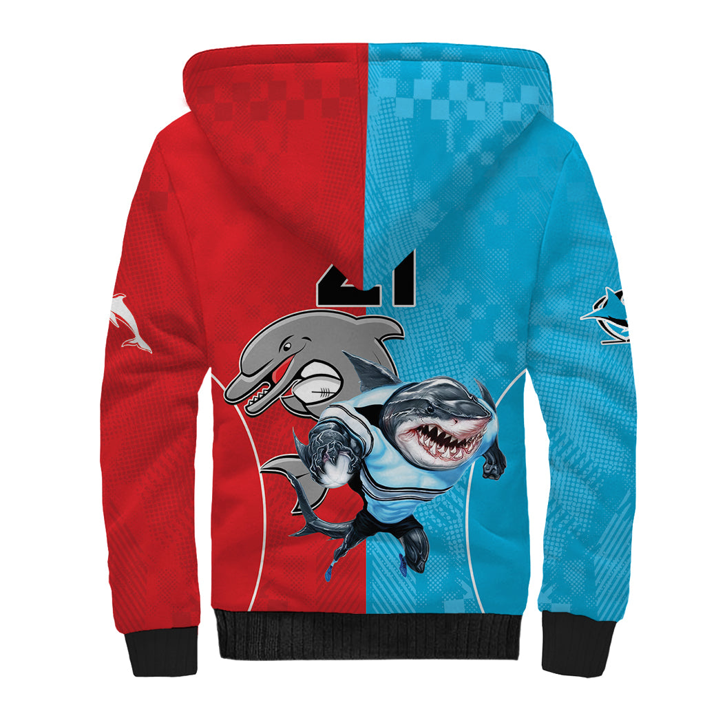Custom Dolphins and Shark Sherpa Hoodie Together Sporty Style