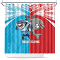 Custom Dolphins and Shark Shower Curtain Together Sporty Style