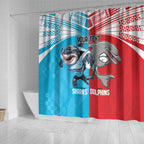 Custom Dolphins and Shark Shower Curtain Together Sporty Style