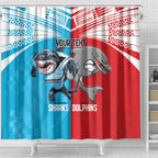 Custom Dolphins and Shark Shower Curtain Together Sporty Style