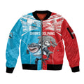 Custom Dolphins and Shark Sleeve Zip Bomber Jacket Together Sporty Style