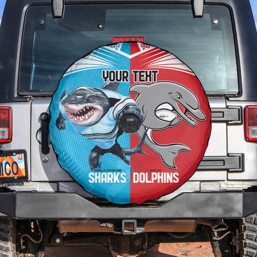Custom Dolphins and Shark Spare Tire Cover Together Sporty Style