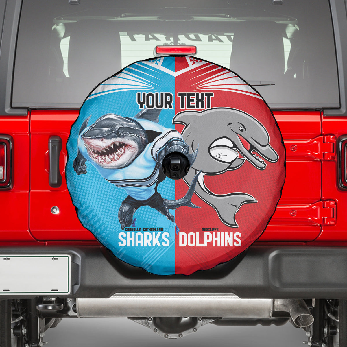 Custom Dolphins and Shark Spare Tire Cover Together Sporty Style