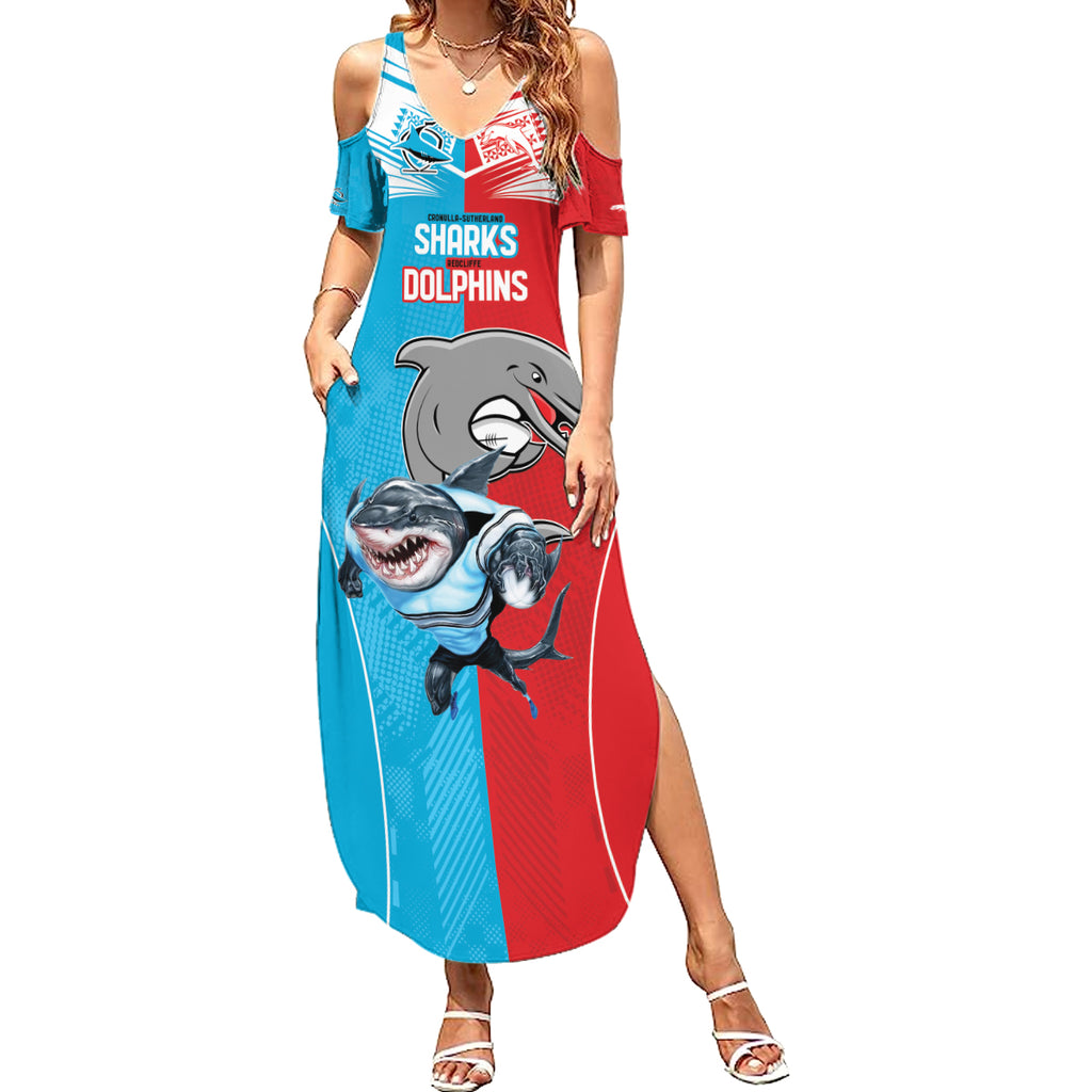 Custom Dolphins and Shark Summer Maxi Dress Together Sporty Style