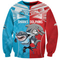 Custom Dolphins and Shark Sweatshirt Together Sporty Style