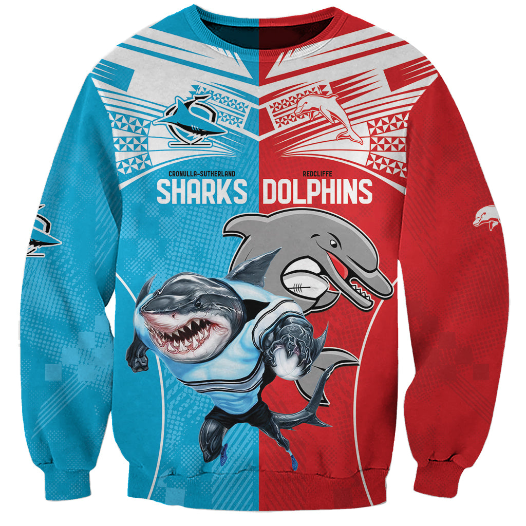 Custom Dolphins and Shark Sweatshirt Together Sporty Style
