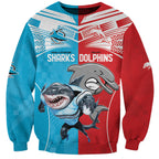 Custom Dolphins and Shark Sweatshirt Together Sporty Style