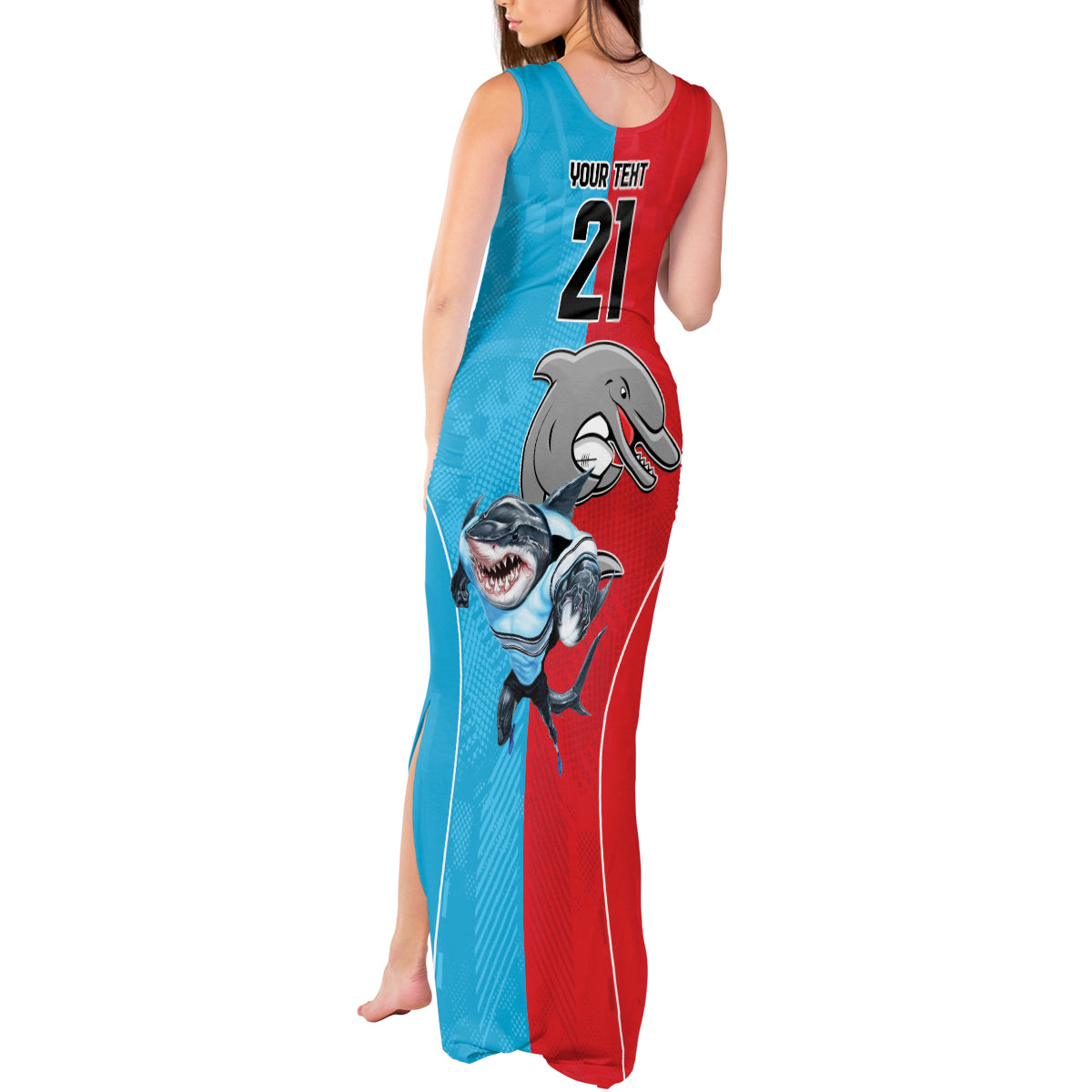 Custom Dolphins and Shark Tank Maxi Dress Together Sporty Style