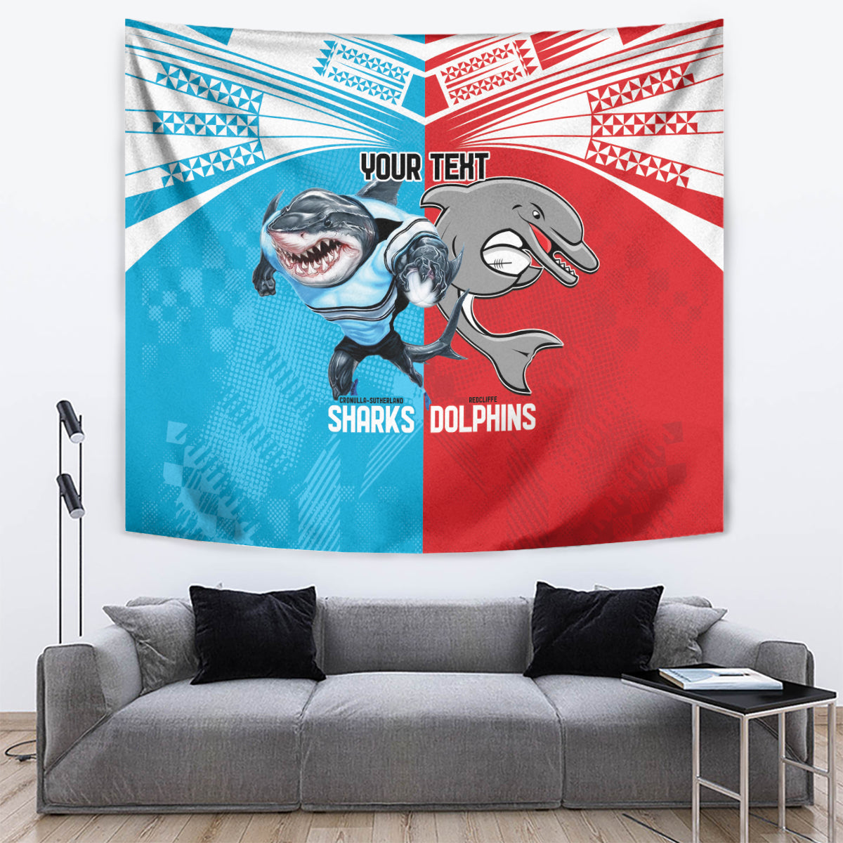Custom Dolphins and Shark Tapestry Together Sporty Style