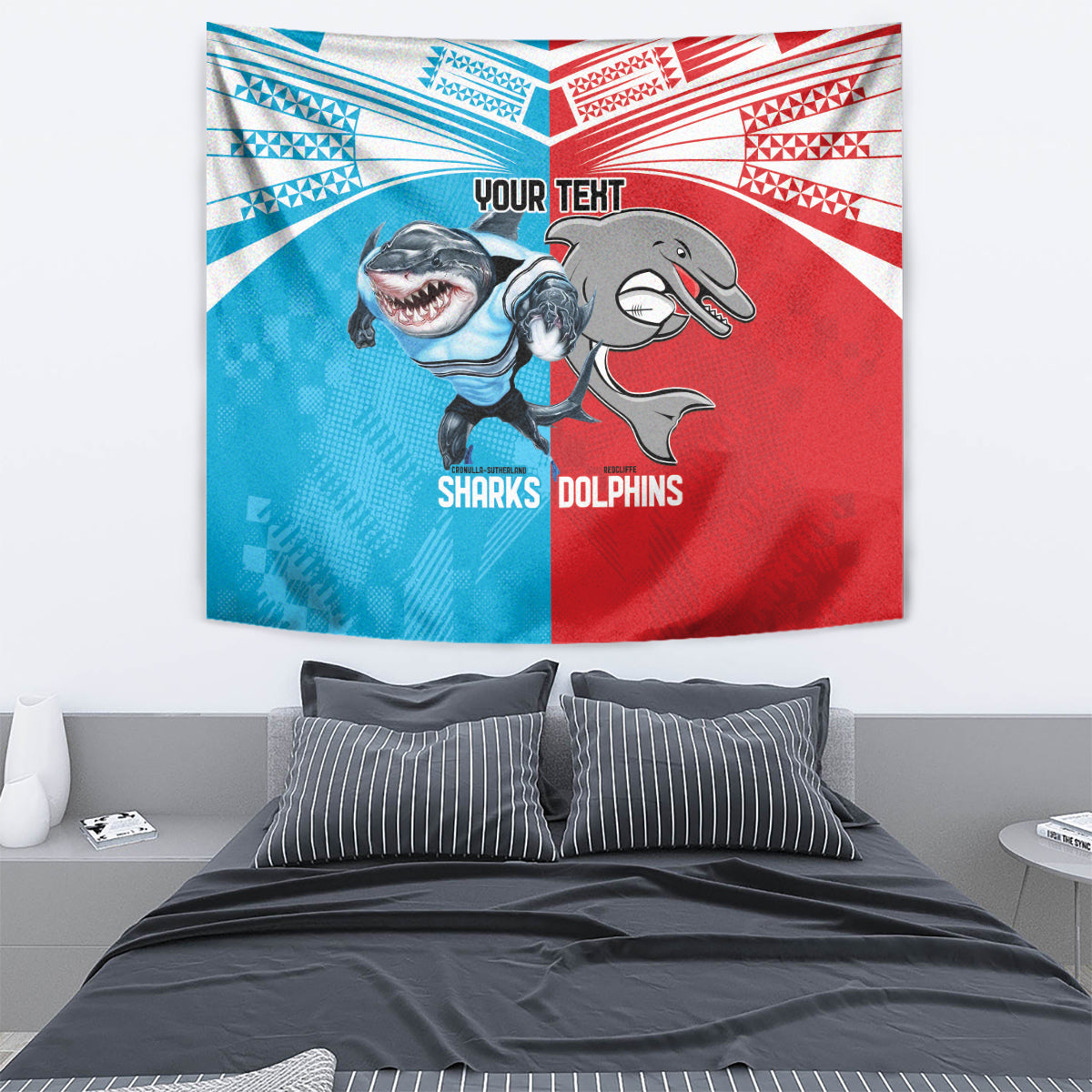 Custom Dolphins and Shark Tapestry Together Sporty Style