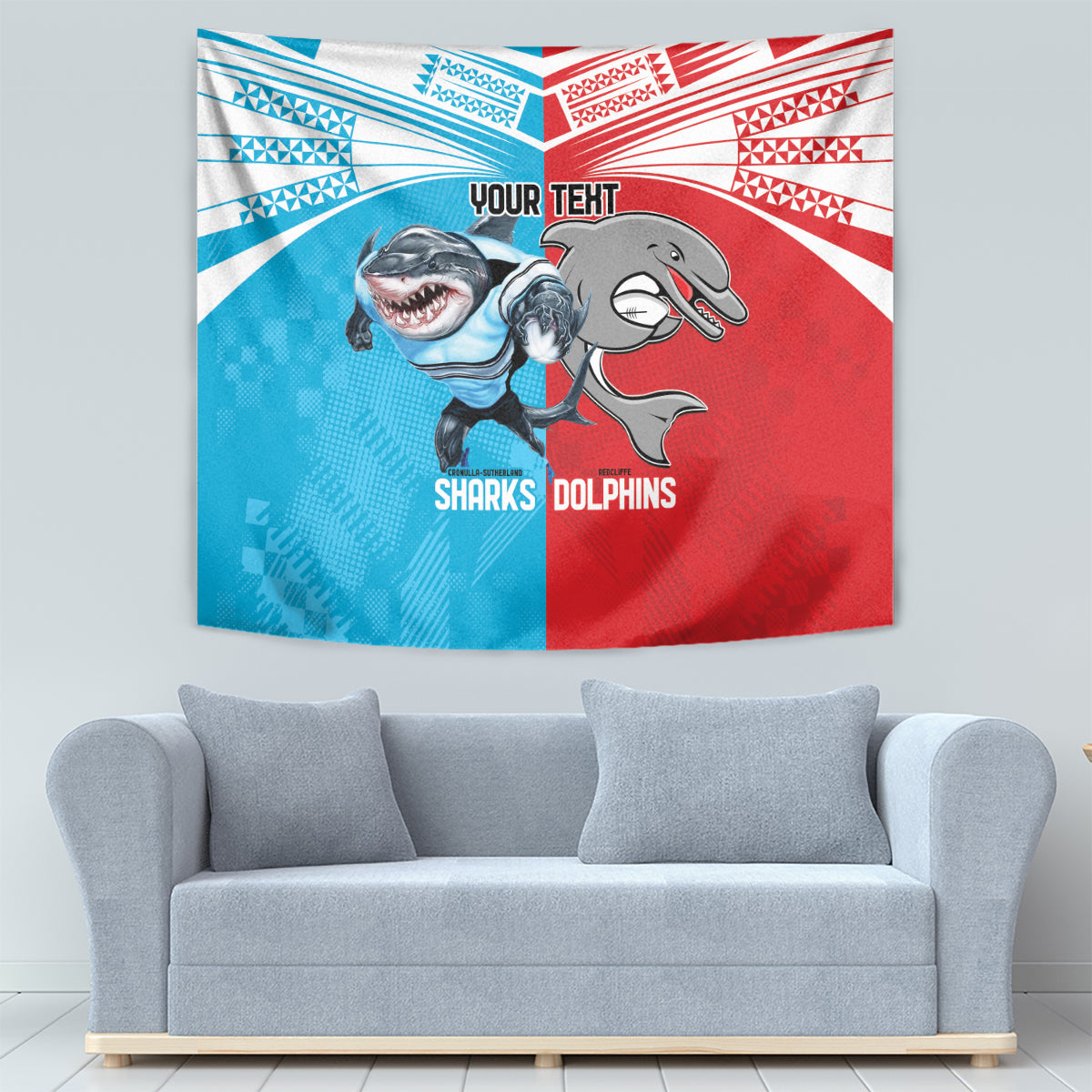 Custom Dolphins and Shark Tapestry Together Sporty Style