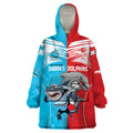 Custom Dolphins and Shark Wearable Blanket Hoodie Together Sporty Style