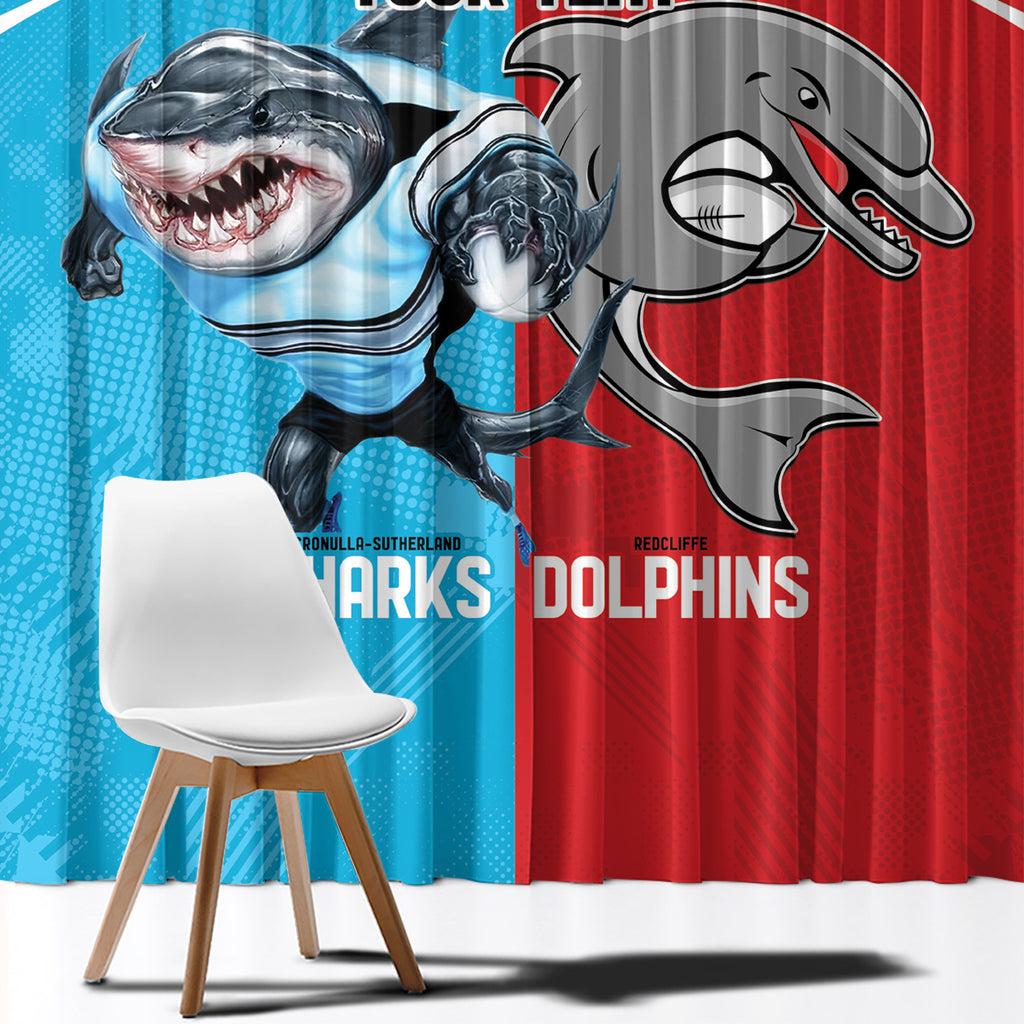 Custom Dolphins and Shark Window Curtain Together Sporty Style
