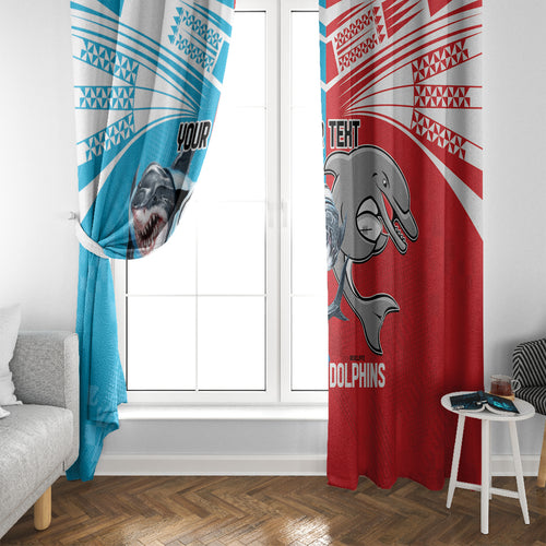 Custom Dolphins and Shark Window Curtain Together Sporty Style