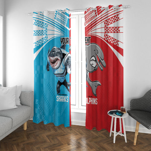 Custom Dolphins and Shark Window Curtain Together Sporty Style