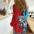 Custom Dolphins and Shark Women Casual Shirt Together Sporty Style