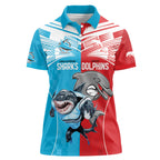Custom Dolphins and Shark Women Polo Shirt Together Sporty Style