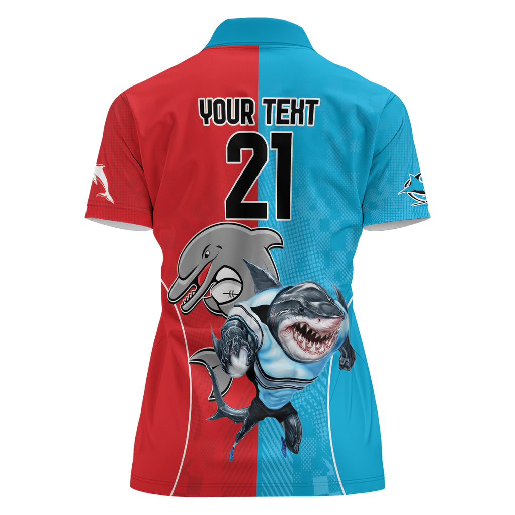 Custom Dolphins and Shark Women Polo Shirt Together Sporty Style