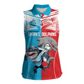 Custom Dolphins and Shark Women Sleeveless Polo Shirt Together Sporty Style