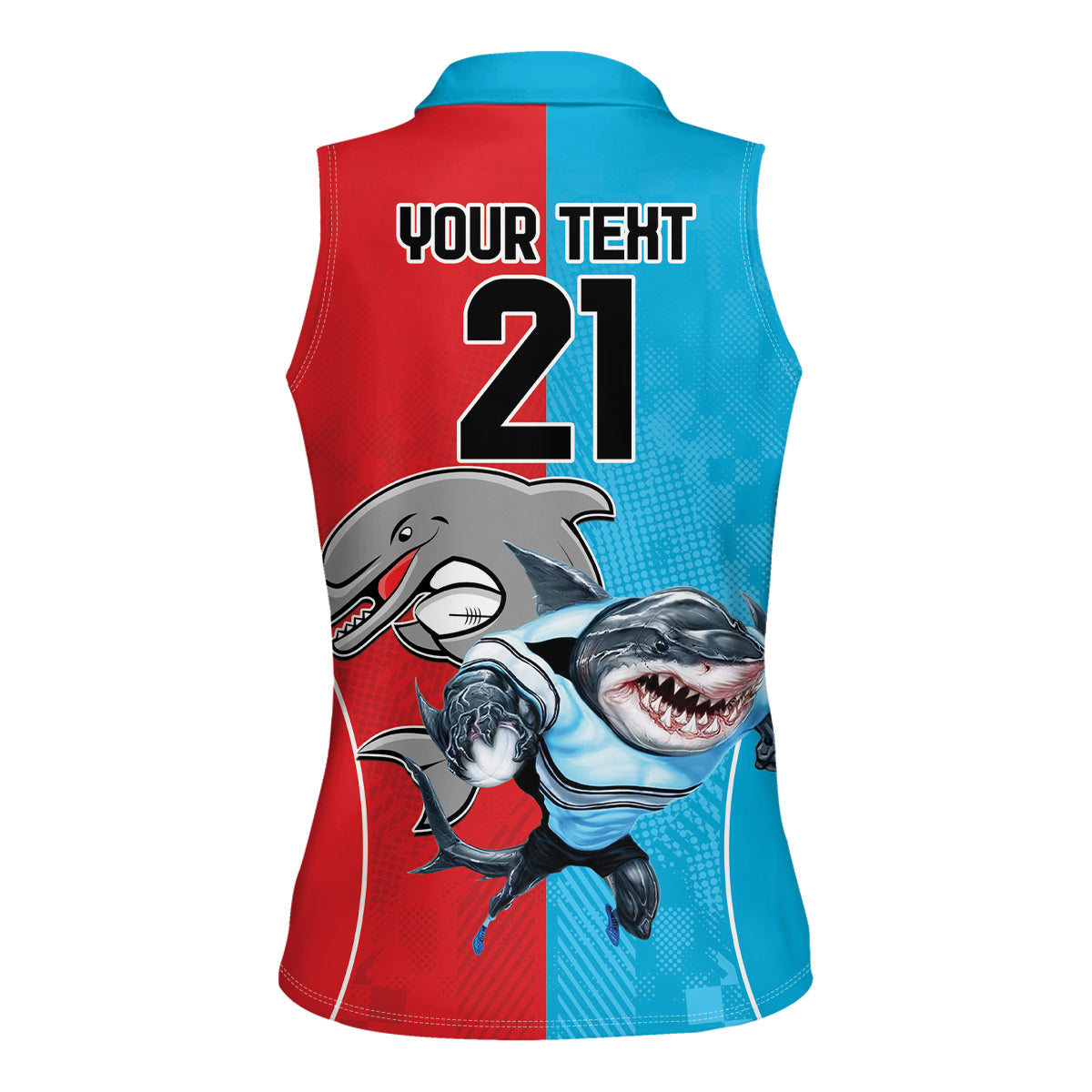 Custom Dolphins and Shark Women Sleeveless Polo Shirt Together Sporty Style
