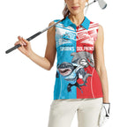 Custom Dolphins and Shark Women Sleeveless Polo Shirt Together Sporty Style