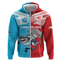 Custom Dolphins and Shark Zip Hoodie Together Sporty Style