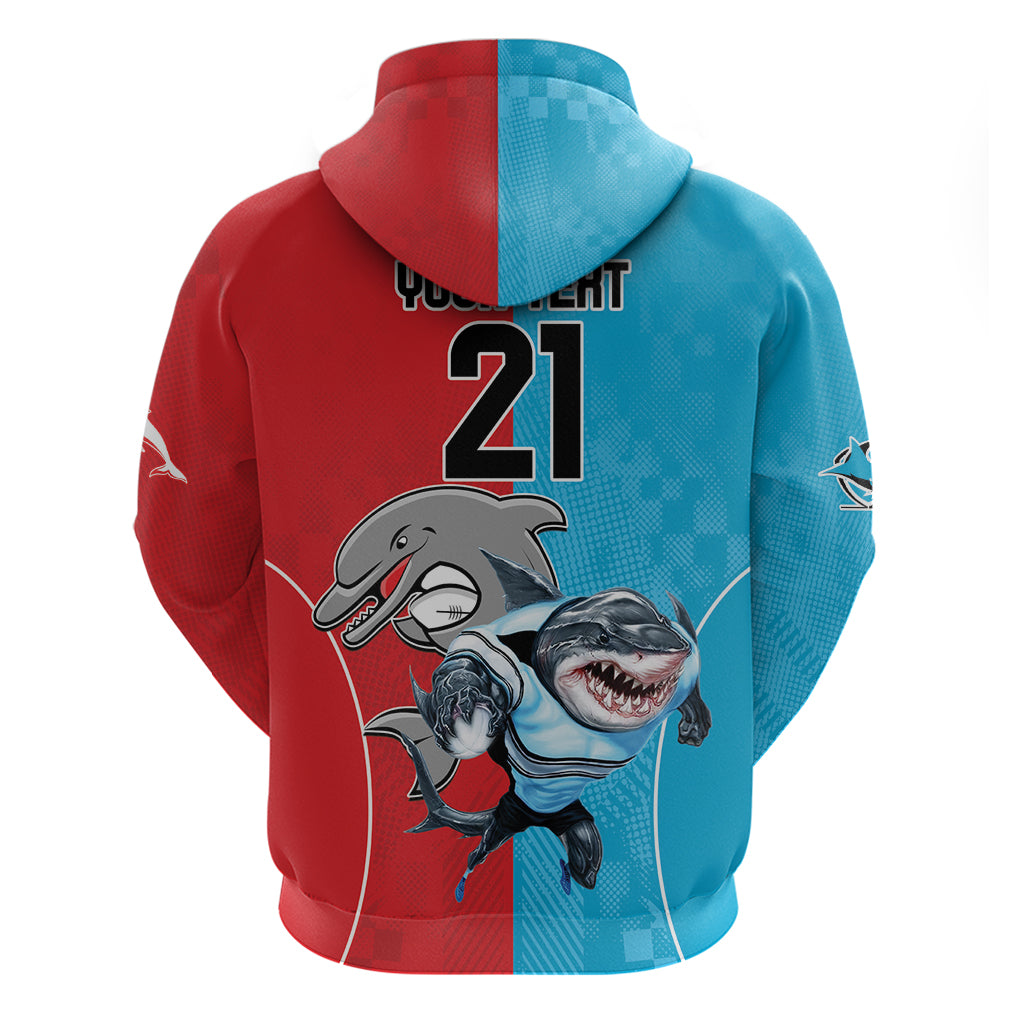 Custom Dolphins and Shark Zip Hoodie Together Sporty Style