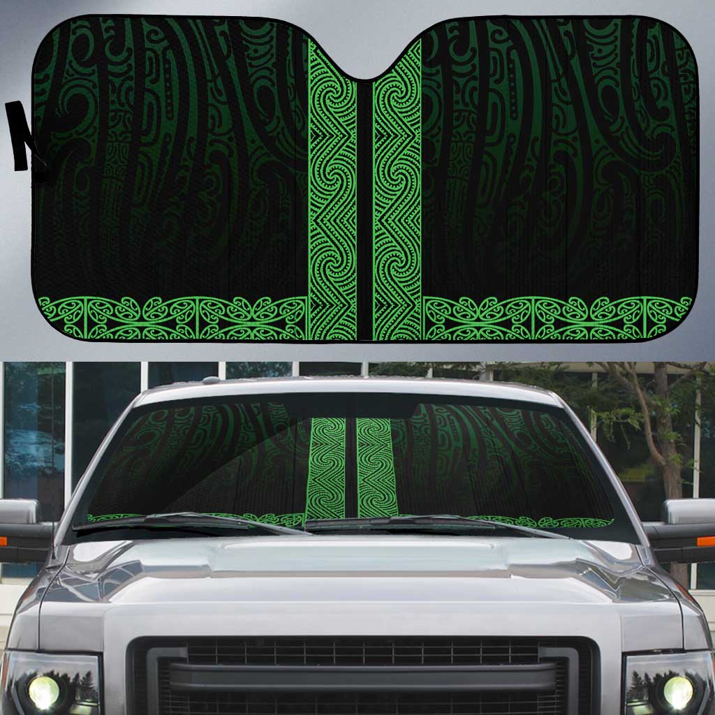 New Zealand Maori Kowhaiwhai Auto Sun Shade Kakariki Maui and Mangopare - Aussie Hoodie