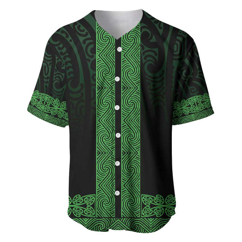 New Zealand Maori Kowhaiwhai Baseball Jersey Kakariki Maui and Mangopare