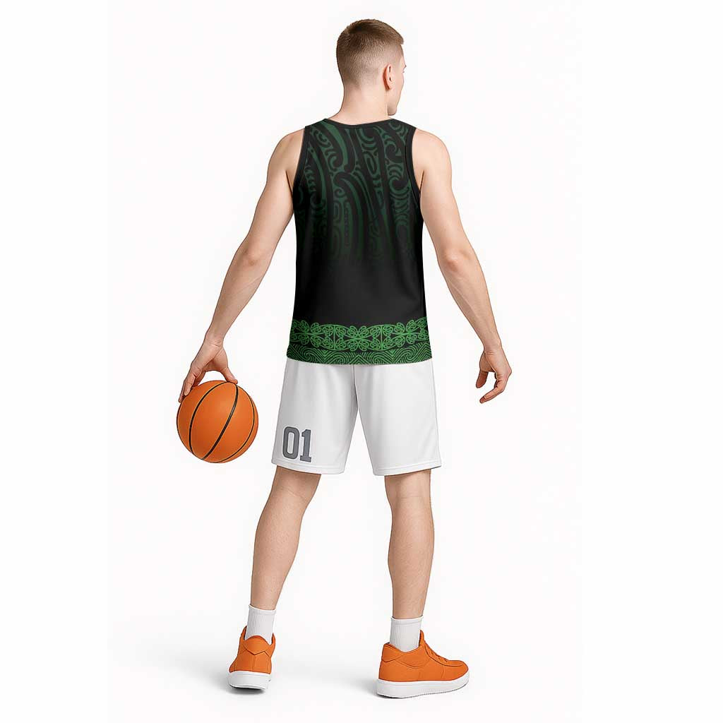 New Zealand Maori Kowhaiwhai Basketball Jersey Kakariki Maui and Mangopare - Aussie Hoodie