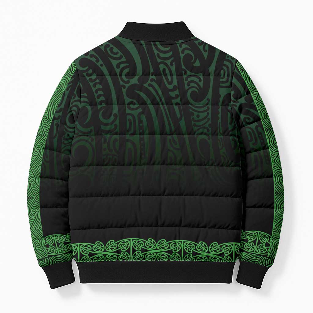 New Zealand Maori Kowhaiwhai Bomber Puffer Jacket Kakariki Maui and Mangopare - Aussie Hoodie